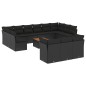 vidaXL Set sofás de jardín 14 pzas con cojines ratán sintético negro vidaXL Set sofás de jardín 14 pzas con cojines ratán sintético negro