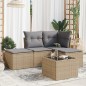vidaXL Juego de sofás jardín con cojines 5 pzas ratán sintético beige vidaXL Juego de sofás jardín con cojines 5 pzas ratán sintético beige