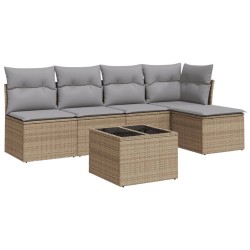 vidaXL Juego de sofás jardín con cojines 6 pzas ratán sintético beige