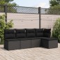 vidaXL Set de muebles de jardín 5 pzas y cojines ratán sintético negro vidaXL Set de muebles de jardín 5 pzas y cojines ratán sintético negro