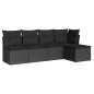 vidaXL Set de muebles de jardín 5 pzas y cojines ratán sintético negro vidaXL Set de muebles de jardín 5 pzas y cojines ratán sintético negro