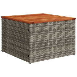 vidaXL Mesa de jardín de madera de acacia y ratán PE gris 55x55x37 cm
