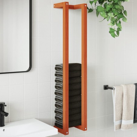 vidaXL Toallero de madera de pino maciza marrón encerado 23x18x110 cm