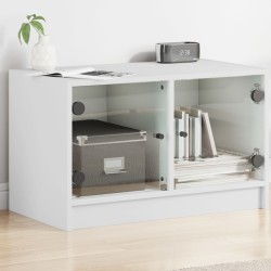 vidaXL Mueble de TV con puertas de vidrio blanco 68x37x42 cm