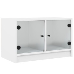 vidaXL Mueble de TV con puertas de vidrio blanco 68x37x42 cm