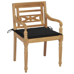 vidaXL Sillas Batavia 6 unidades madera maciza de teca con cojines