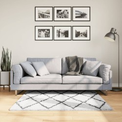 vidaXL Alfombra de pelo largo moderna crema y negro 120x170 cm