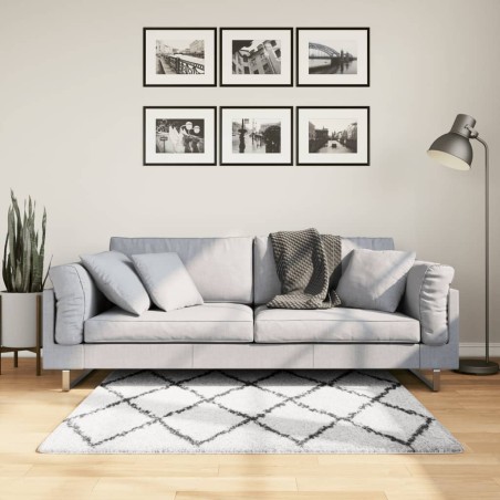 vidaXL Alfombra de pelo largo moderna crema y negro 120x170 cm