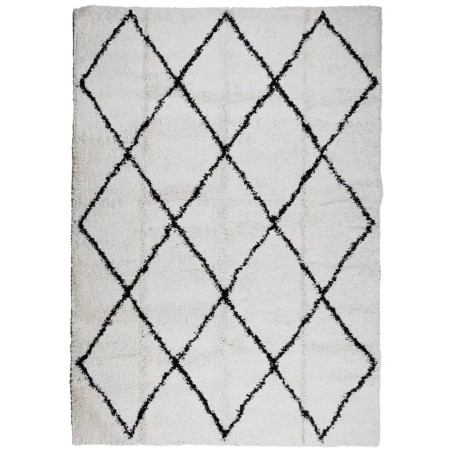 vidaXL Alfombra de pelo largo moderna crema y negro 120x170 cm
