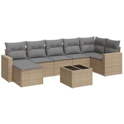 vidaXL Juego de sofás de jardín con cojines beige 8 pzas ratán PE