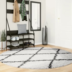 vidaXL Alfombra de pelo largo moderna crema y negro Ø 200 cm