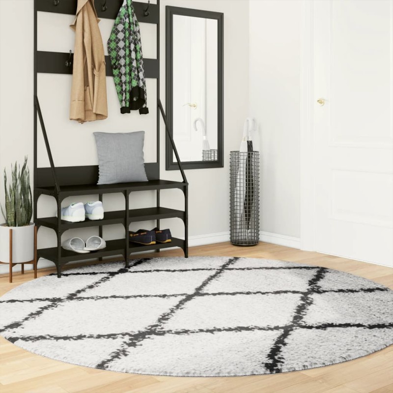 vidaXL Alfombra de pelo largo moderna crema y negro Ø 200 cm vidaXL Alfombra de pelo largo moderna crema y negro Ø 200 cm