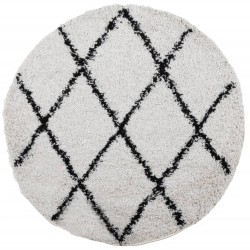 vidaXL Alfombra de pelo largo moderna crema y negro Ø 200 cm
