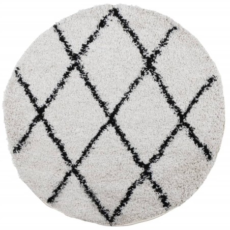 vidaXL Alfombra de pelo largo moderna crema y negro Ø 200 cm
