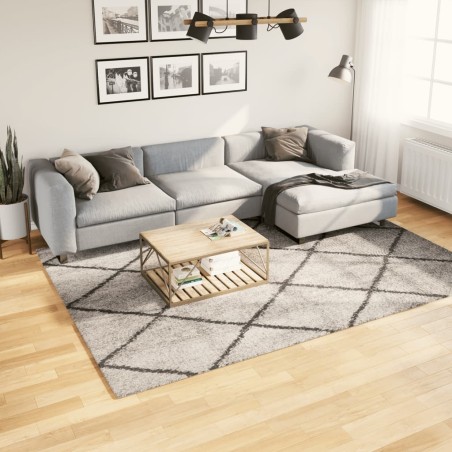 vidaXL Alfombra de pelo largo moderna beige y antracita 200x280 cm