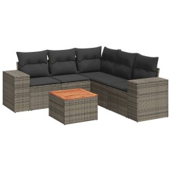 vidaXL Set de muebles de jardín 6 pzas y cojines ratán sintético gris