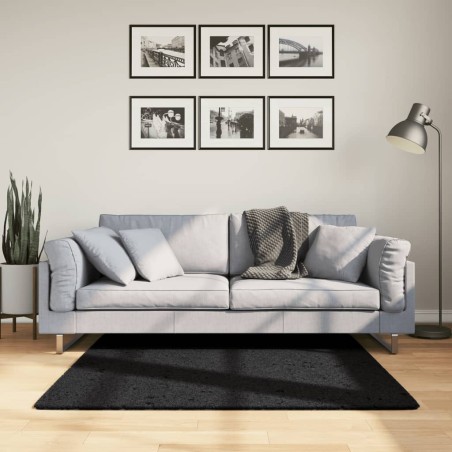 vidaXL Alfombra peluda de pelo largo moderna PAMPLONA negra 120x120 cm