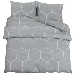 vidaXL Juego de funda nórdica algodón gris 200x200 cm