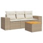 vidaXL Juego de sofás jardín con cojines 4 pzas ratán sintético beige vidaXL Juego de sofás jardín con cojines 4 pzas ratán sintético beige