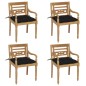 vidaXL Sillas Batavia 4 unidades madera maciza de teca con cojines vidaXL Sillas Batavia 4 unidades madera maciza de teca con cojines
