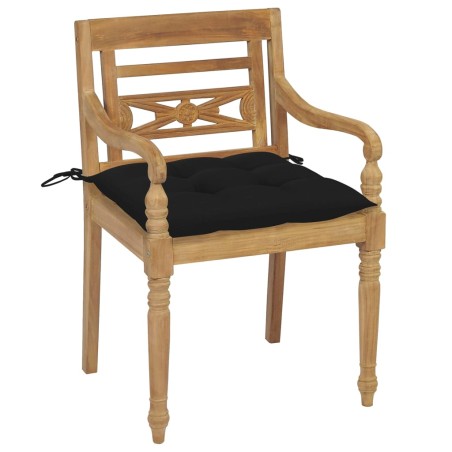 vidaXL Sillas Batavia 4 unidades madera maciza de teca con cojines