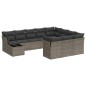 vidaXL Set de sofás de jardín 11 pzas y cojines ratán sintético gris vidaXL Set de sofás de jardín 11 pzas y cojines ratán sintético gris