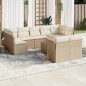 vidaXL Juego de sofás jardín con cojines beige 10 pzas ratán sintético