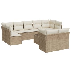 vidaXL Juego de sofás jardín con cojines beige 10 pzas ratán sintético