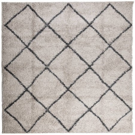 vidaXL Alfombra de pelo largo moderna beige y antracita 120x120 cm