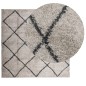vidaXL Alfombra de pelo largo moderna beige y antracita 120x120 cm vidaXL Alfombra de pelo largo moderna beige y antracita 120x120 cm