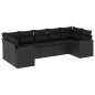 vidaXL Set de comedor de jardín 7 pzas y cojines ratán sintético negro vidaXL Set de comedor de jardín 7 pzas y cojines ratán sintético negro