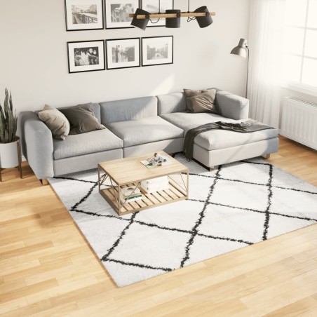 vidaXL Alfombra de pelo largo moderna crema y negro 240x240 cm