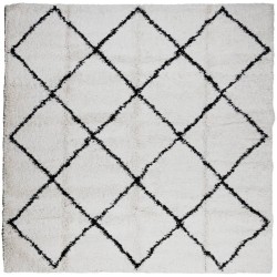 vidaXL Alfombra de pelo largo moderna crema y negro 240x240 cm