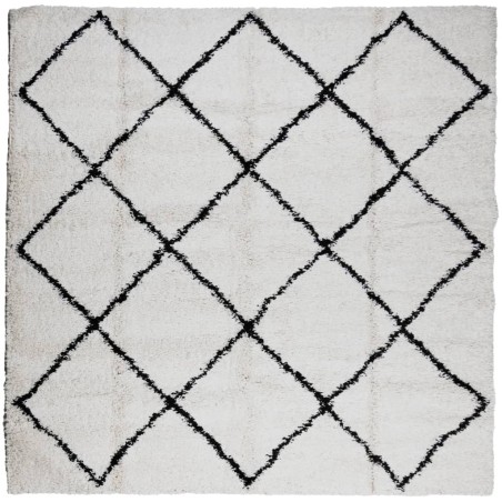 vidaXL Alfombra de pelo largo moderna crema y negro 240x240 cm