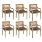 vidaXL Sillas Batavia 6 unidades madera maciza de teca con cojines vidaXL Sillas Batavia 6 unidades madera maciza de teca con cojines