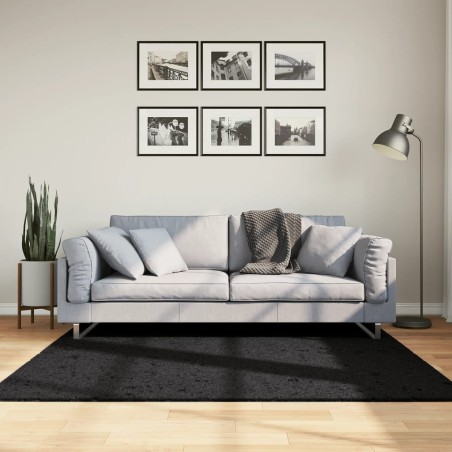vidaXL Alfombra peluda de pelo largo moderna PAMPLONA negra 160x160 cm