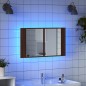 vidaXL Armario espejo de baño LED acrílico marrón roble 80x12x45 cm vidaXL Armario espejo de baño LED acrílico marrón roble 80x12x45 cm