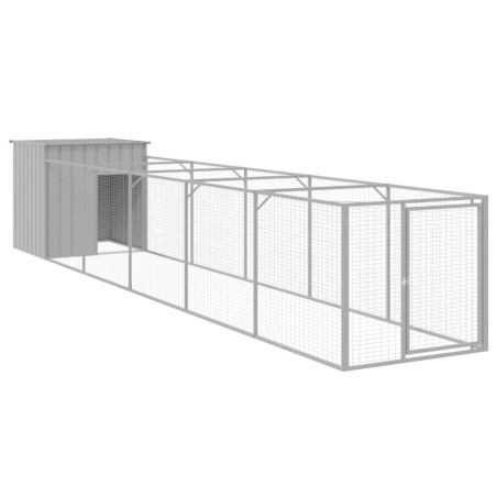vidaXL Caseta perros corral acero galvanizado gris claro 110x609x110cm