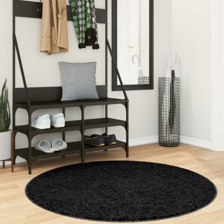 vidaXL Alfombra peluda de pelo largo moderna PAMPLONA negro Ø 120 cm