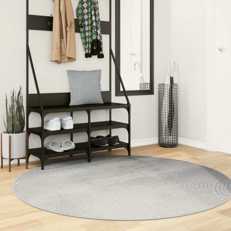 vidaXL Alfombra de pelo corto look escandinavo IZA gris Ø 160 cm vidaXL Alfombra de pelo corto look escandinavo IZA gris Ø 160 cm
