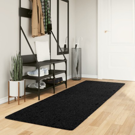 vidaXL Alfombra peluda de pelo largo moderna PAMPLONA negra 80x250 cm