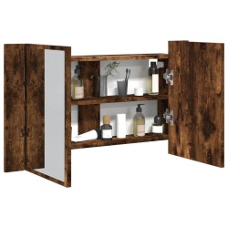 vidaXL Armario espejo de baño LED acrílico roble ahumado 80x12x45 cm