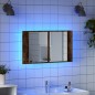 vidaXL Armario espejo de baño LED acrílico roble ahumado 80x12x45 cm vidaXL Armario espejo de baño LED acrílico roble ahumado 80x12x45 cm