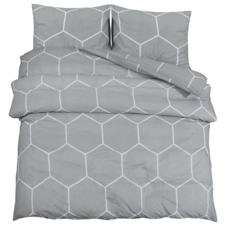 vidaXL Juego de funda nórdica algodón gris 260x240 cm