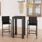 vidaXL Muebles de bar jardín 3 pzas ratán sintético reposabrazos negro