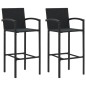 vidaXL Muebles de bar jardín 3 pzas ratán sintético reposabrazos negro