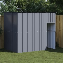 vidaXL Caseta perros con tejado acero galvanizado gris 214x153x181 cm
