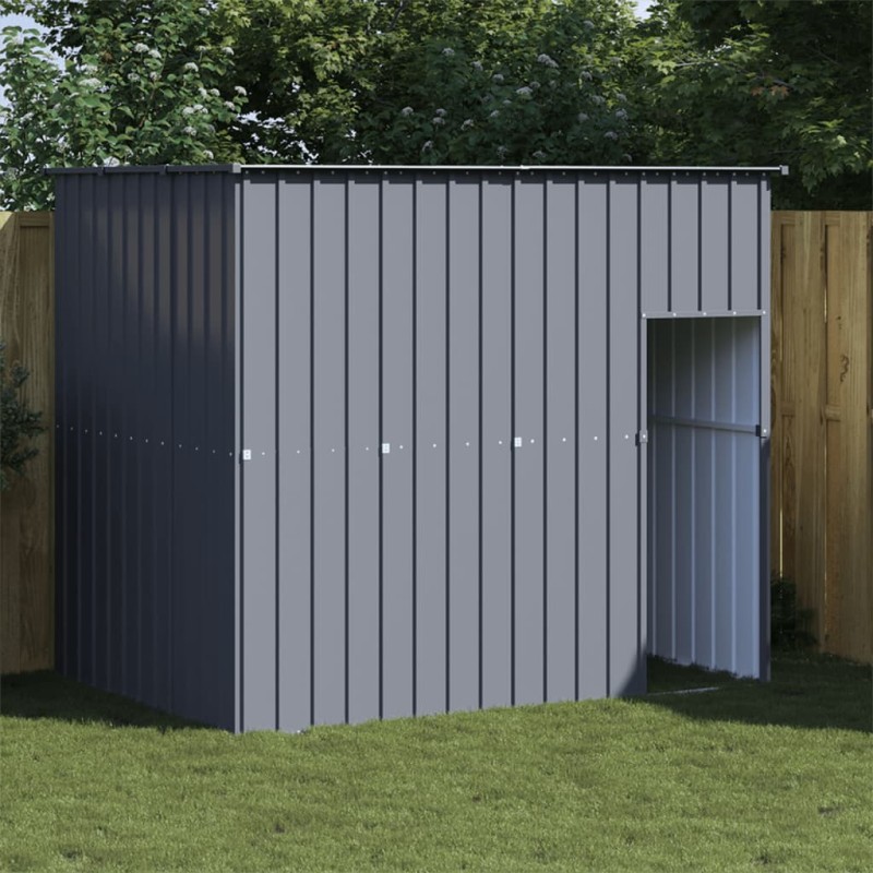 vidaXL Caseta perros con tejado acero galvanizado gris 214x153x181 cm