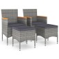 vidaXL Juego de silla de jardín y taburete 4 piezas ratán PE gris vidaXL Juego de silla de jardín y taburete 4 piezas ratán PE gris