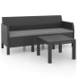 vidaXL Set de muebles de jardín 2 pzas cojines PP ratán gris antracita vidaXL Set de muebles de jardín 2 pzas cojines PP ratán gris antracita